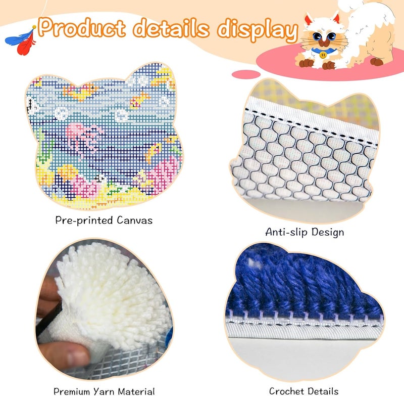 YP Underwater World Latch Hook Rug Kit - 20x15 Inch Ocean-Themed Needlework Craft, Beginner-Friendly Crochet Rug with Pre-Cut Yarn for Kids’ Creativity & Home Decoration - Image 3